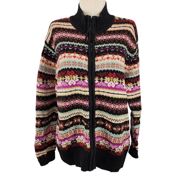 Women\'s Vintage Heirloom Collectibles Zip-up Cardigan Sweater Cottagecore Large